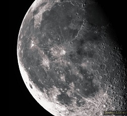 A gibbous moon close-up.